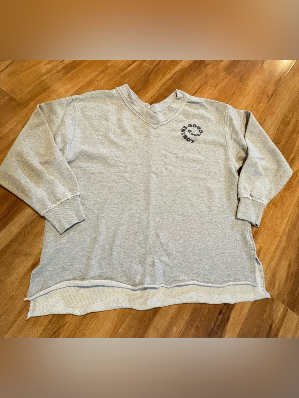 aerie gray sweatshirt v neck (front and back) size S